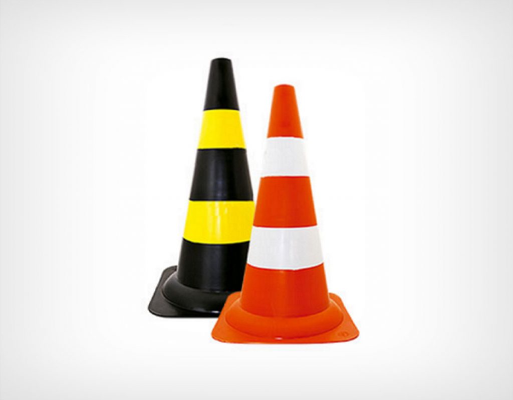 Cone de PVC 50cm Branco-Laranja ou Preto-Amarelo
